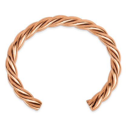 Stainless Steel Polished Rose Ip-Plated Twisted Cuff Bangle
