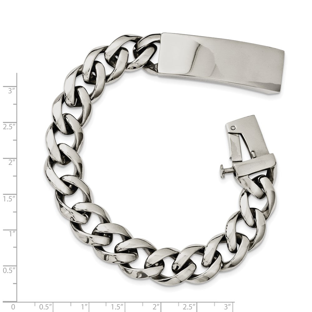 Stainless Steel Chisel Polished Curb Chain 8.5 Inch Id Bracelet