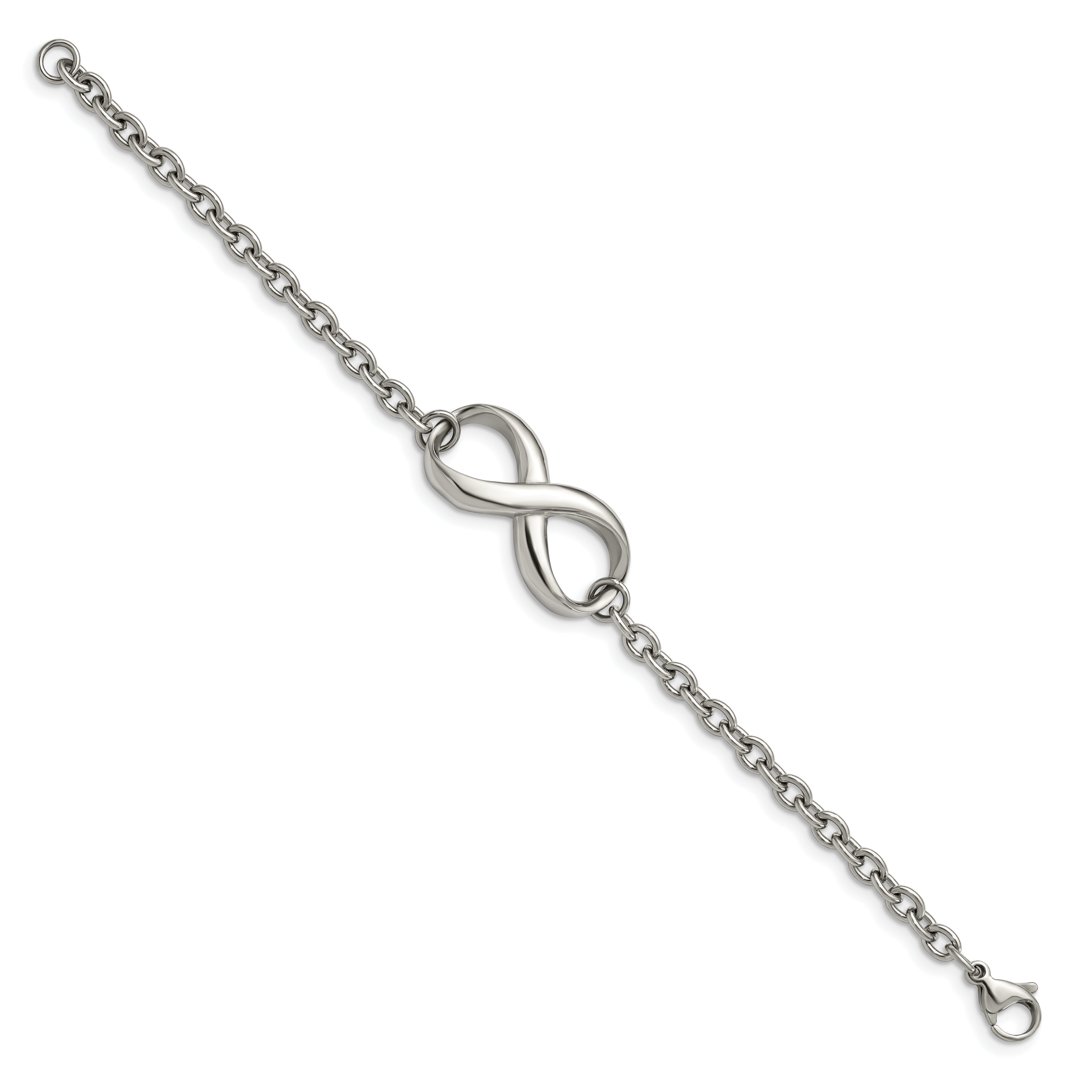 Stainless Steel Chisel Polished Infinity Symbol 7.5 Inch Bracelet