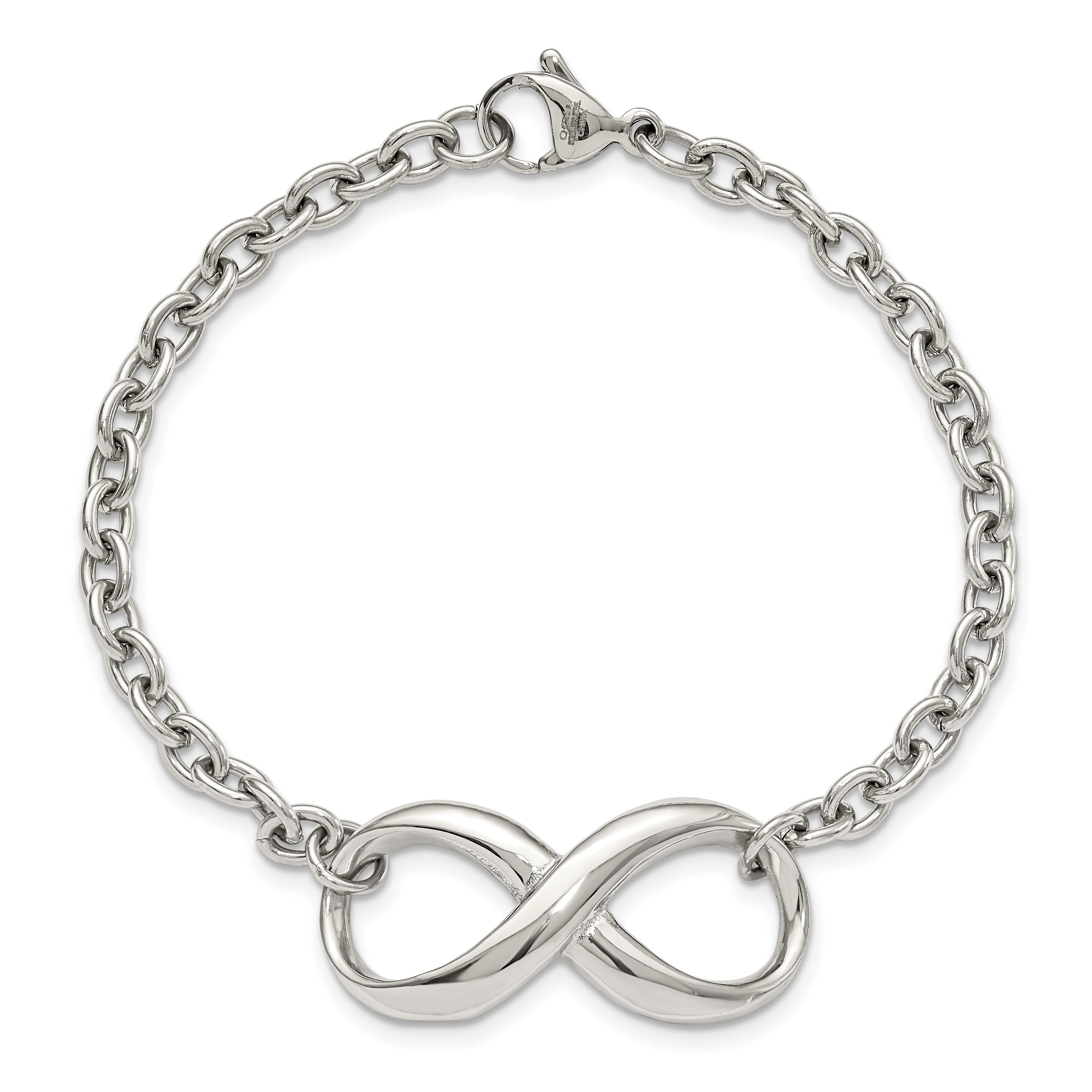 Stainless Steel Chisel Polished Infinity Symbol 7.5 Inch Bracelet