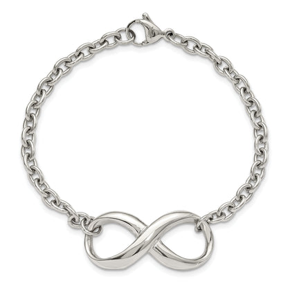 Stainless Steel Chisel Polished Infinity Symbol 7.5 Inch Bracelet