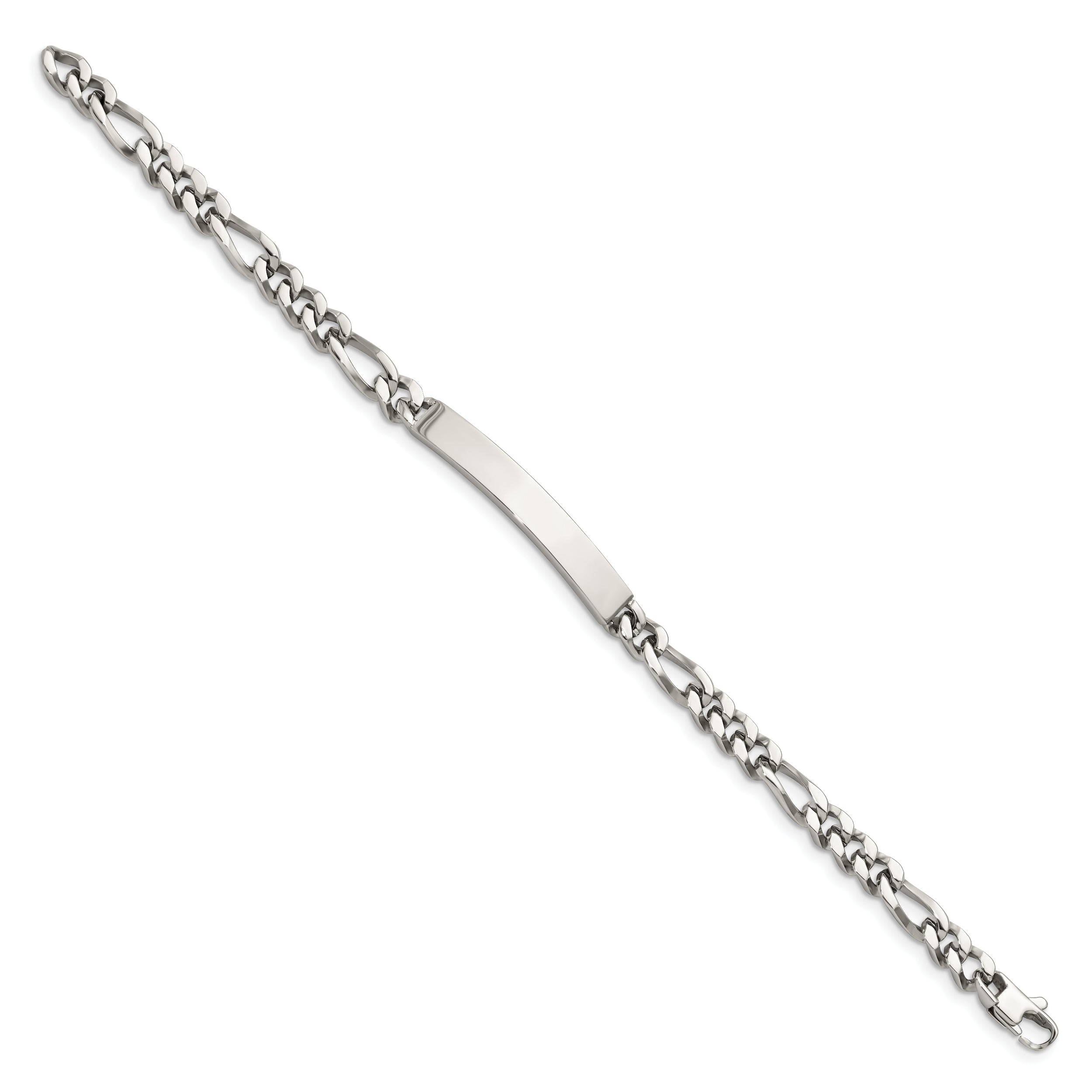 Stainless Steel Chisel Polished Figaro Chain 8.25 Inch Id Bracelet
