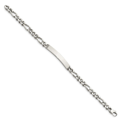 Stainless Steel Chisel Polished Figaro Chain 8.25 Inch Id Bracelet