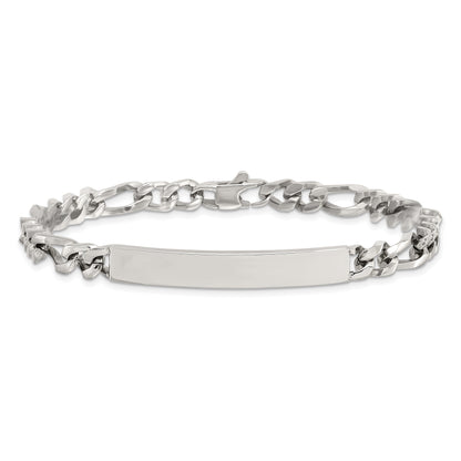 Stainless Steel Chisel Polished Figaro Chain 8.25 Inch Id Bracelet