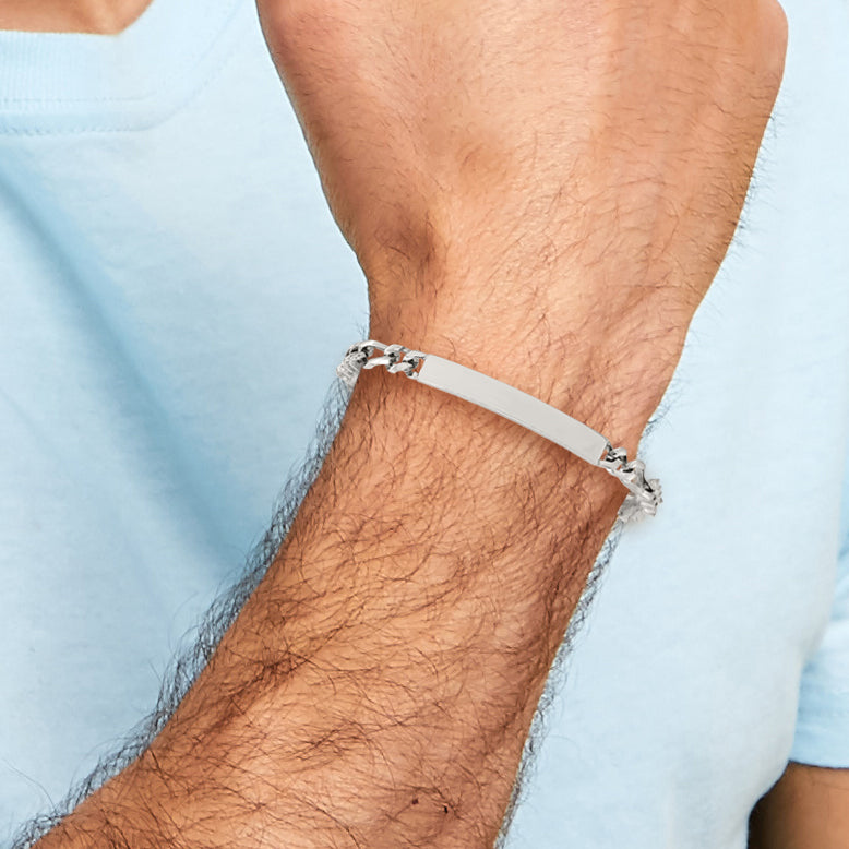 Stainless Steel Chisel Polished Figaro Chain 8.25 Inch Id Bracelet