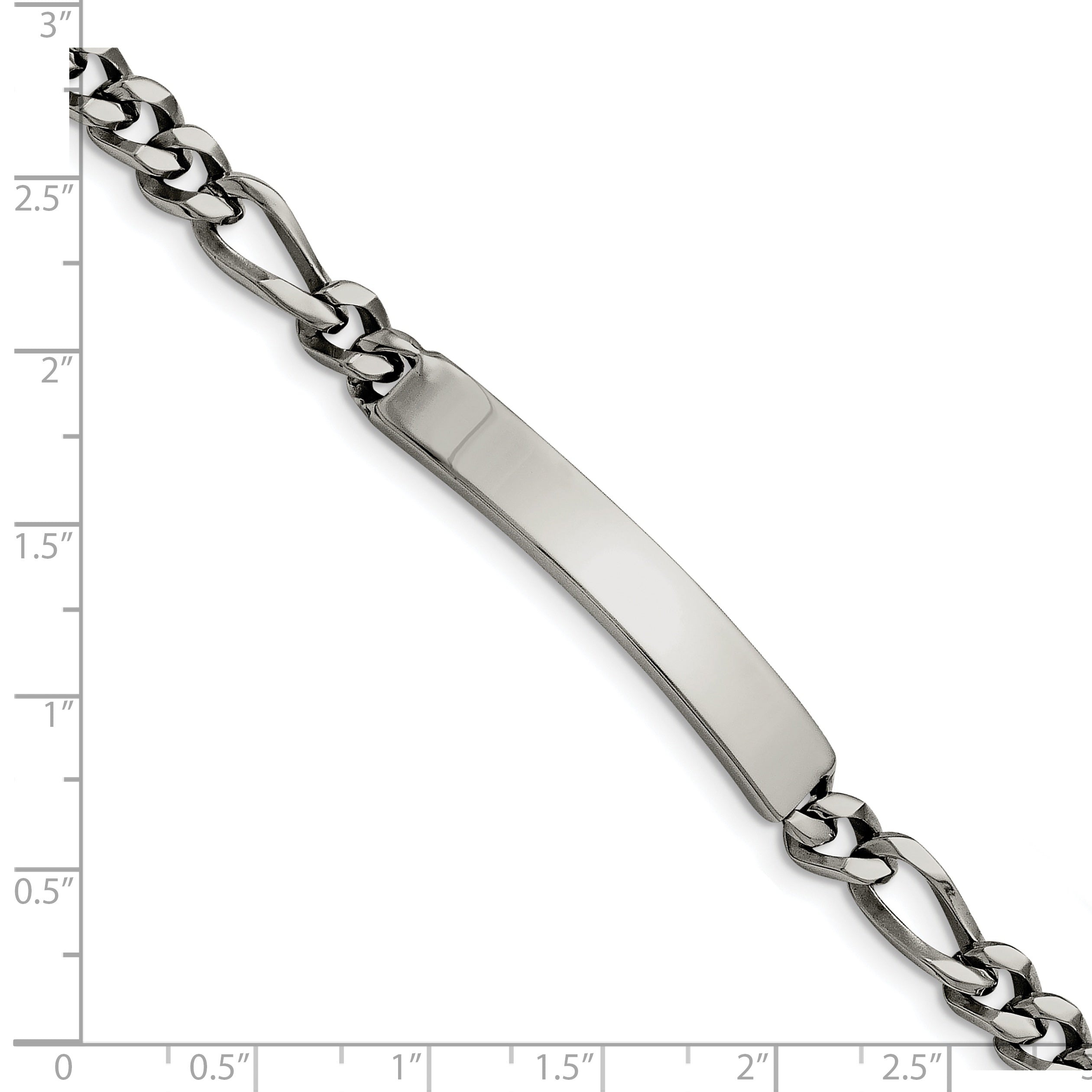 Stainless Steel Chisel Polished Figaro Chain 8.25 Inch Id Bracelet