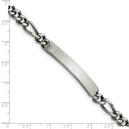 Stainless Steel Chisel Polished Figaro Chain 8.25 Inch Id Bracelet