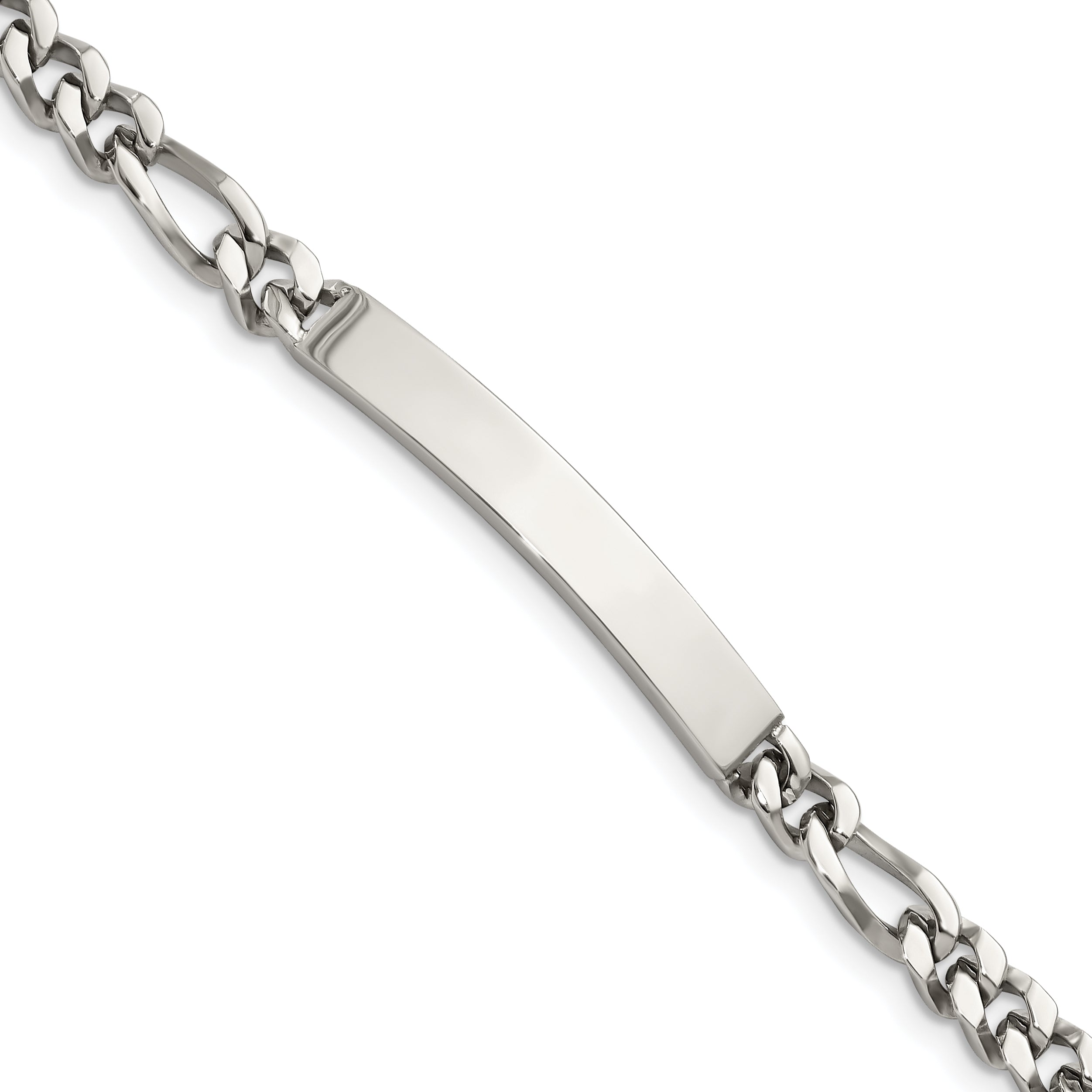 Stainless Steel Chisel Polished Figaro Chain 8.25 Inch Id Bracelet