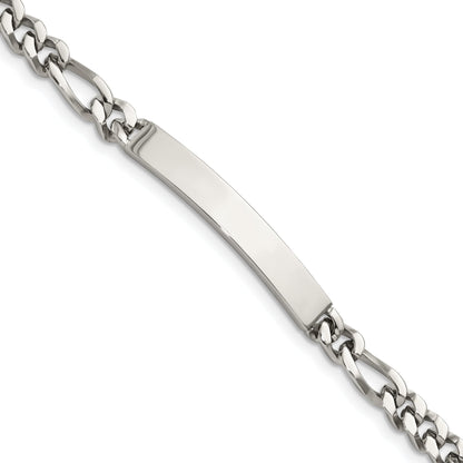 Stainless Steel Chisel Polished Figaro Chain 8.25 Inch Id Bracelet