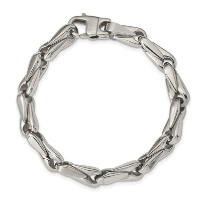 Stainless Steel Chisel Polished 9 Inch Fancy Link Bracelet