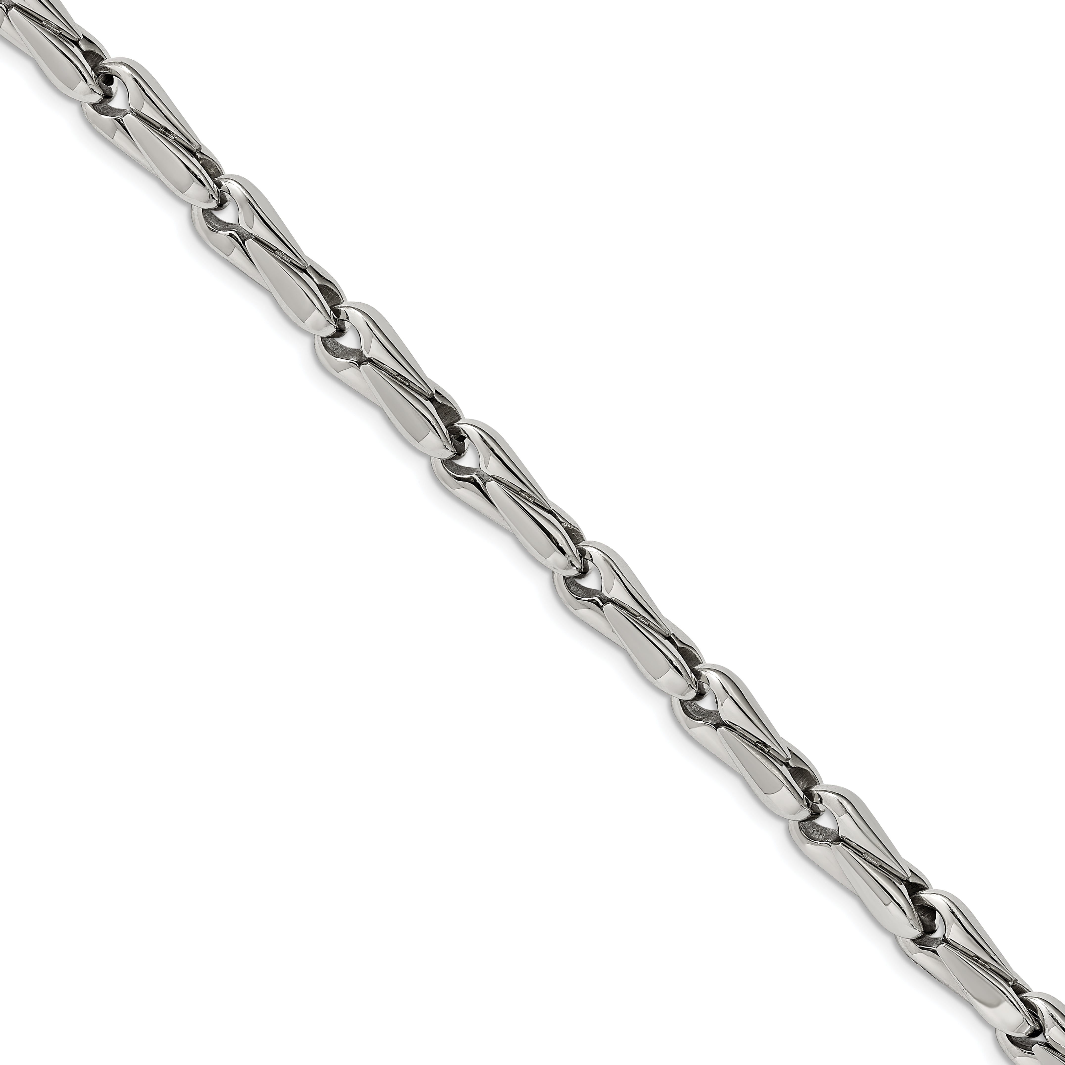Stainless Steel Chisel Polished 9 Inch Fancy Link Bracelet