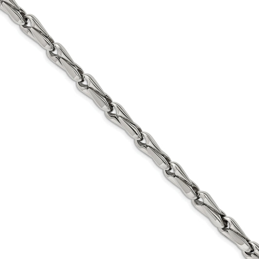 Stainless Steel Chisel Polished 9 Inch Fancy Link Bracelet
