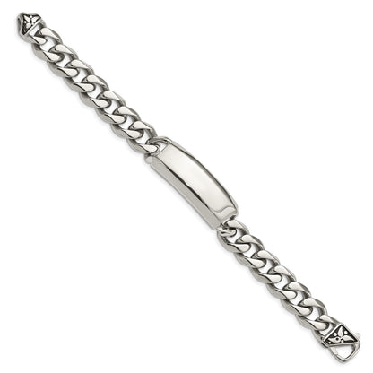 Stainless Steel Chisel Antiqued And Polished Curb Chain 8.75 Inch Id Bracelet
