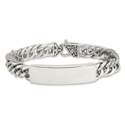 Stainless Steel Chisel Antiqued And Polished Curb Chain 8.5 Inch Id Bracelet