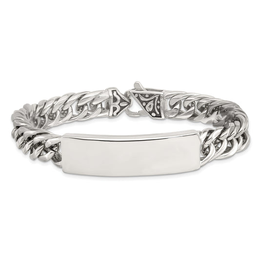 Stainless Steel Chisel Antiqued And Polished Curb Chain 8.5 Inch Id Bracelet
