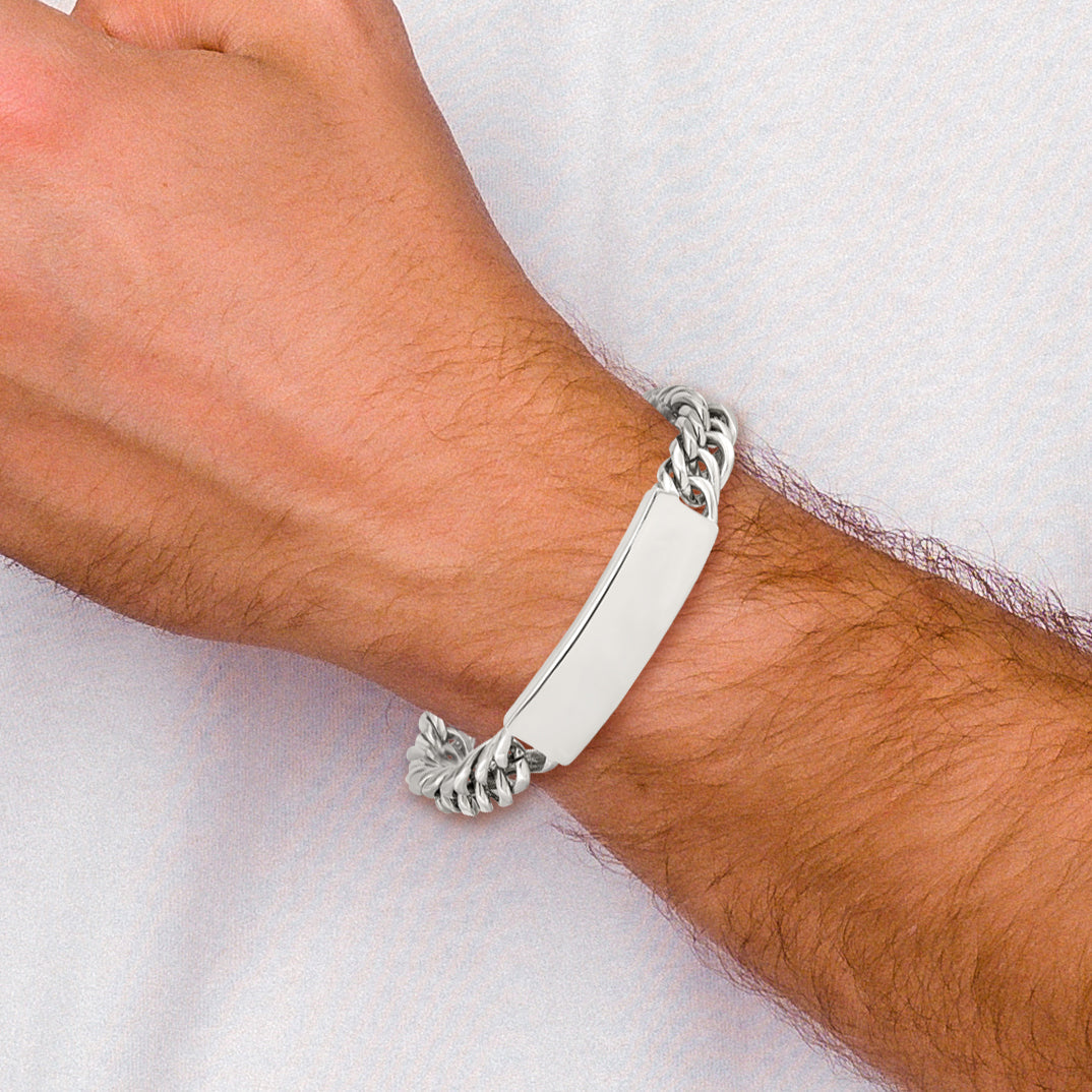 Stainless Steel Chisel Antiqued And Polished Curb Chain 8.5 Inch Id Bracelet