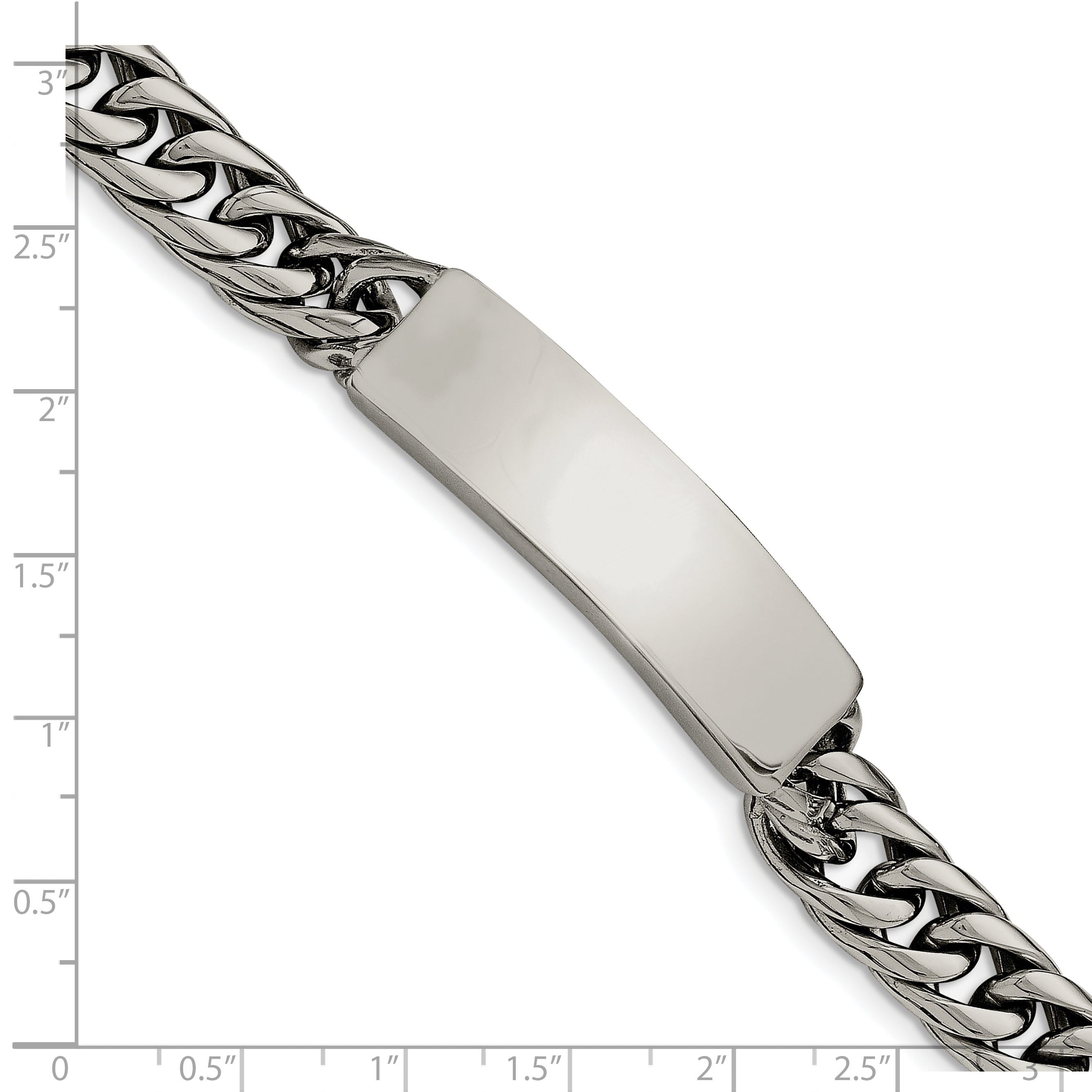 Stainless Steel Chisel Antiqued And Polished Curb Chain 8.5 Inch Id Bracelet