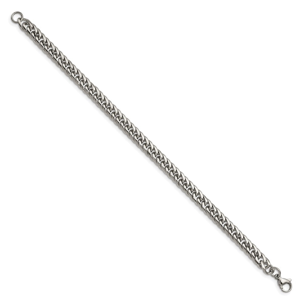 Stainless Steel Chisel Polished 9 Inch Double Curb Chain Bracelet