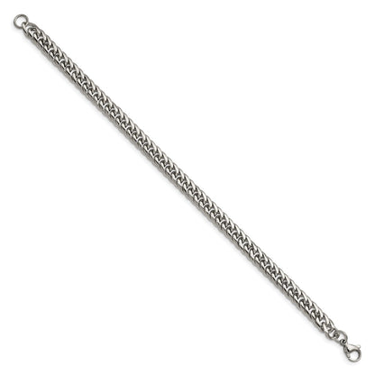 Stainless Steel Chisel Polished 9 Inch Double Curb Chain Bracelet