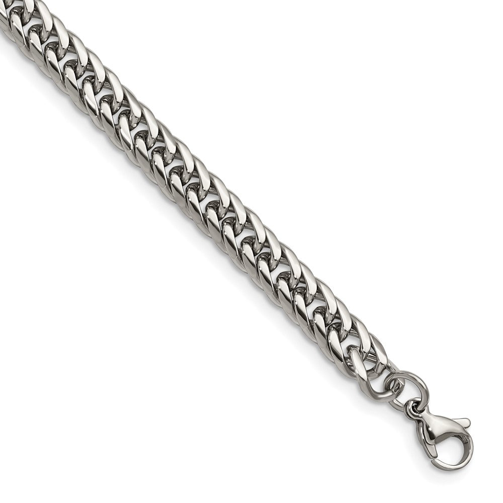Stainless Steel Chisel Polished 9 Inch Double Curb Chain Bracelet
