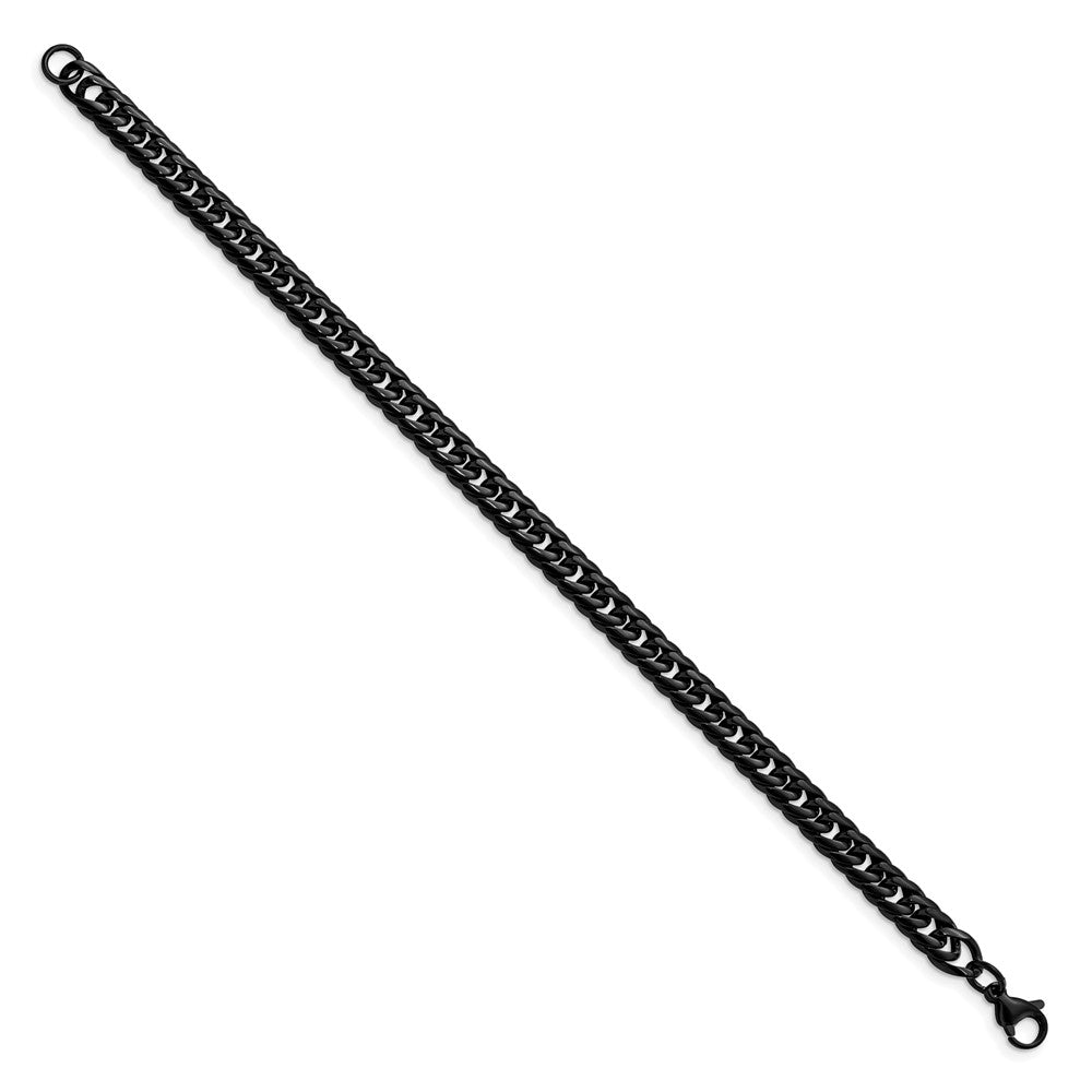 Stainless Steel Chisel Polished Black Ip-Plated 9 Inch Curb Chain Bracelet