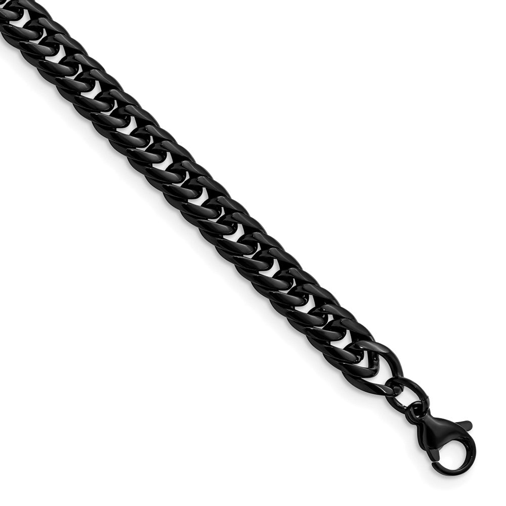 Stainless Steel Chisel Polished Black Ip-Plated 9 Inch Curb Chain Bracelet