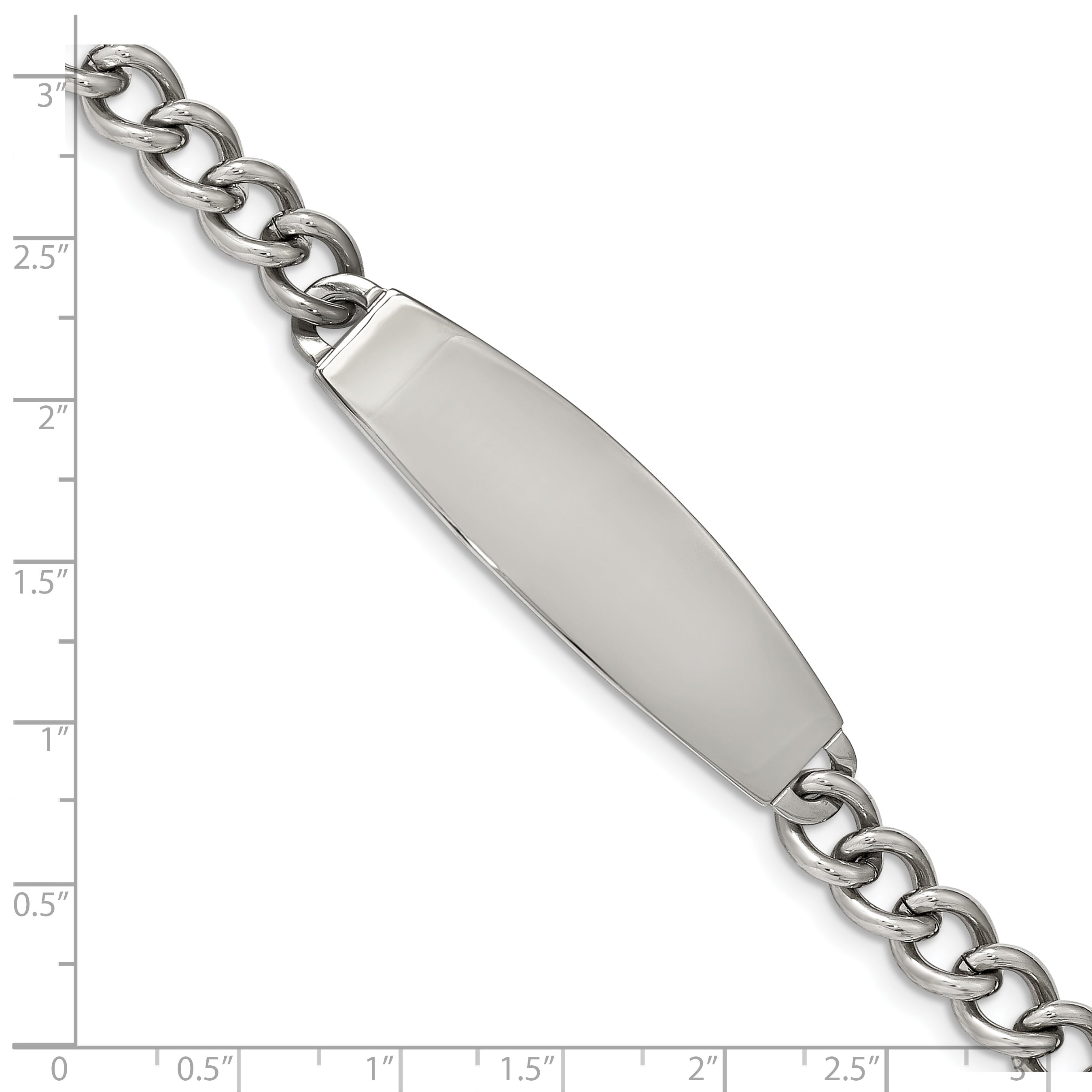 8.75 Inch Chisel Stainless Steel Polished Curb Chain 8.25 Id Bracelet