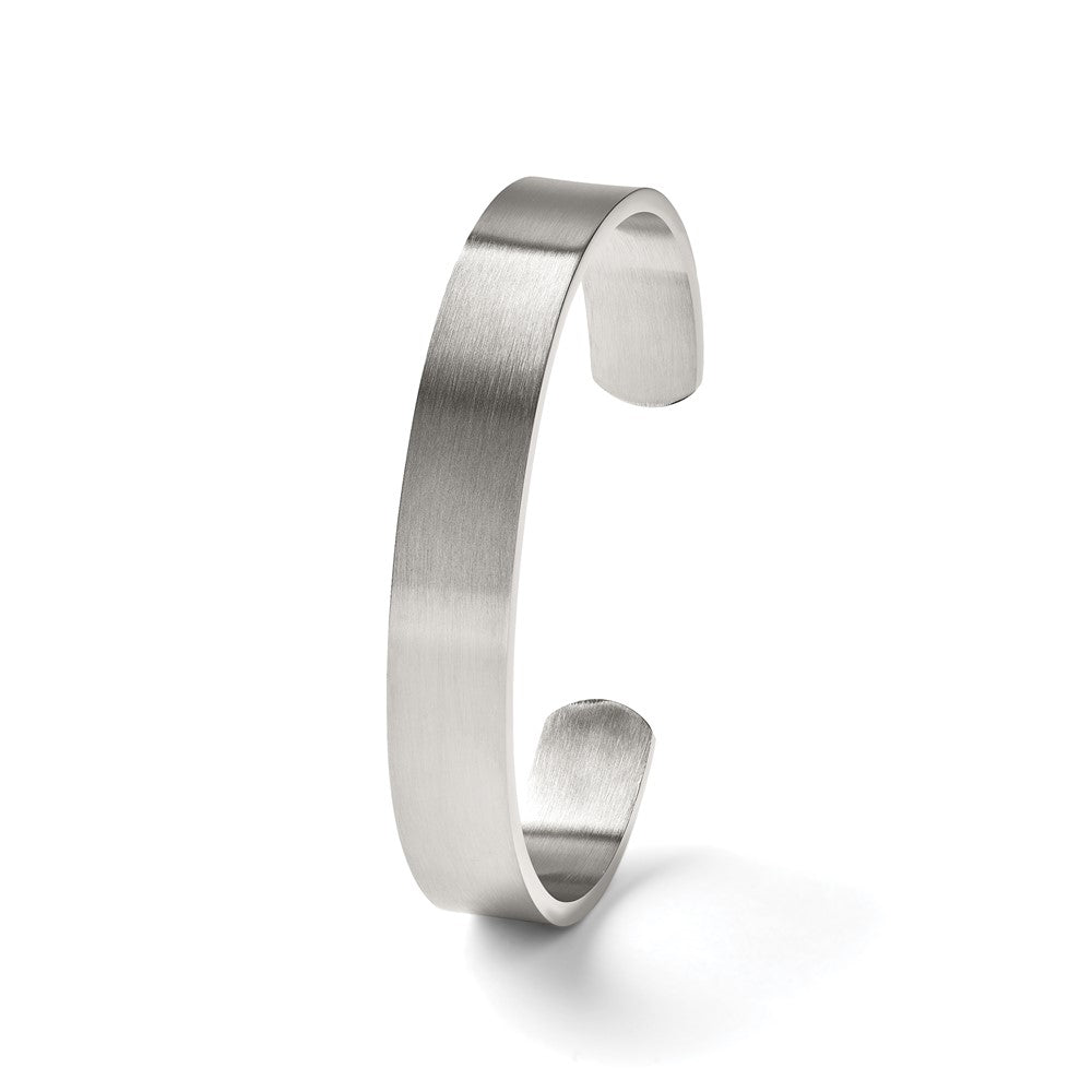 Stainless Steel Chisel Brushed 12mm Cuff Bangle