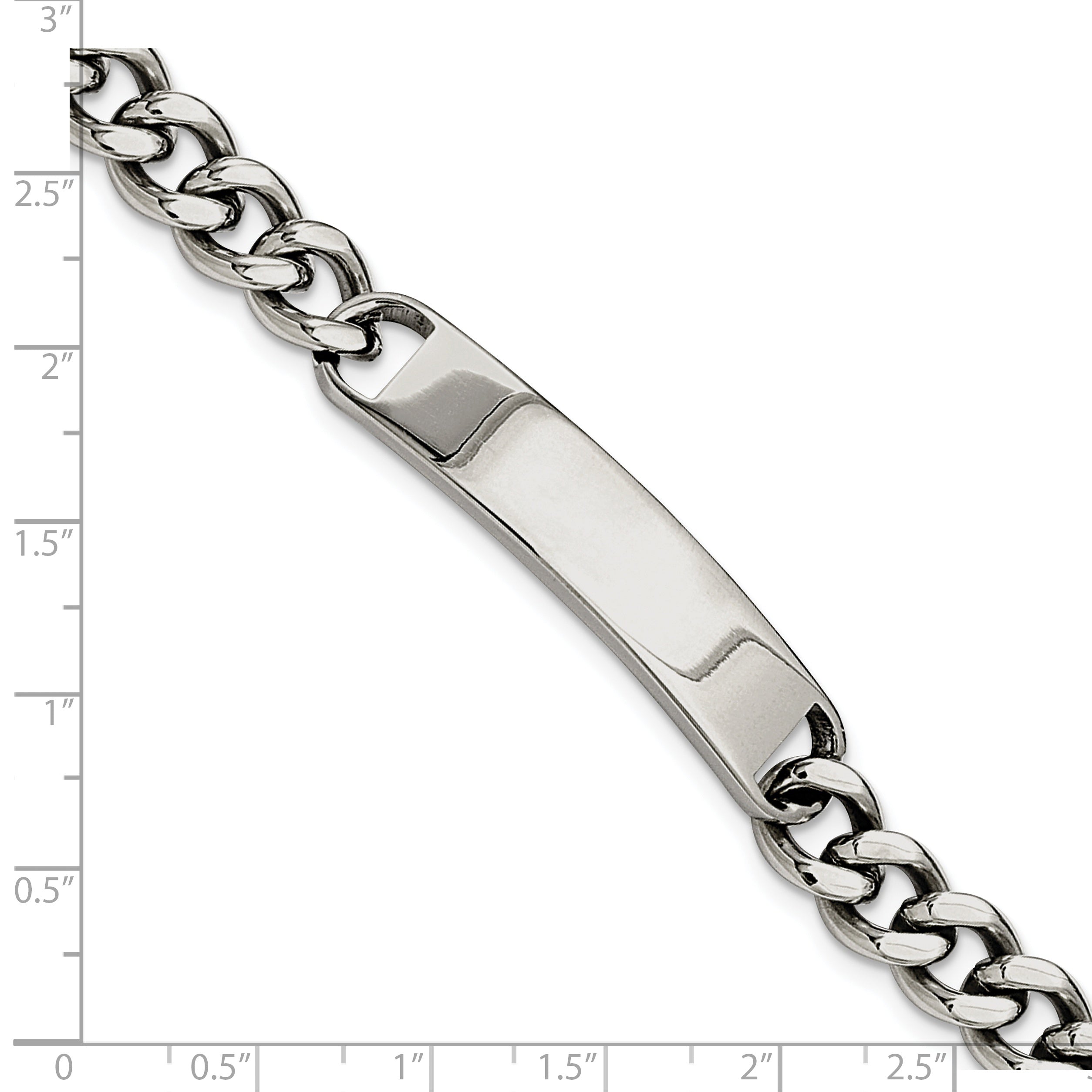 Stainless Steel Chisel Polished Curb Chain 8.5 Inch Id Bracelet