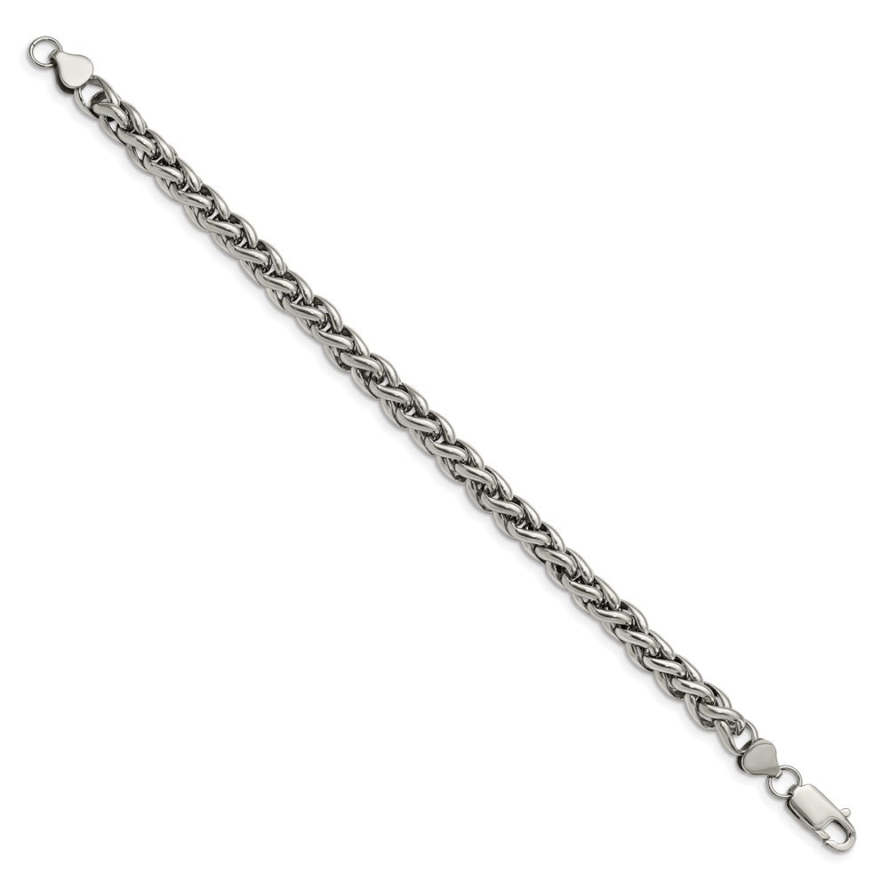Stainless Steel Chisel Polished 8.5 Inch Spiga Chain Bracelet