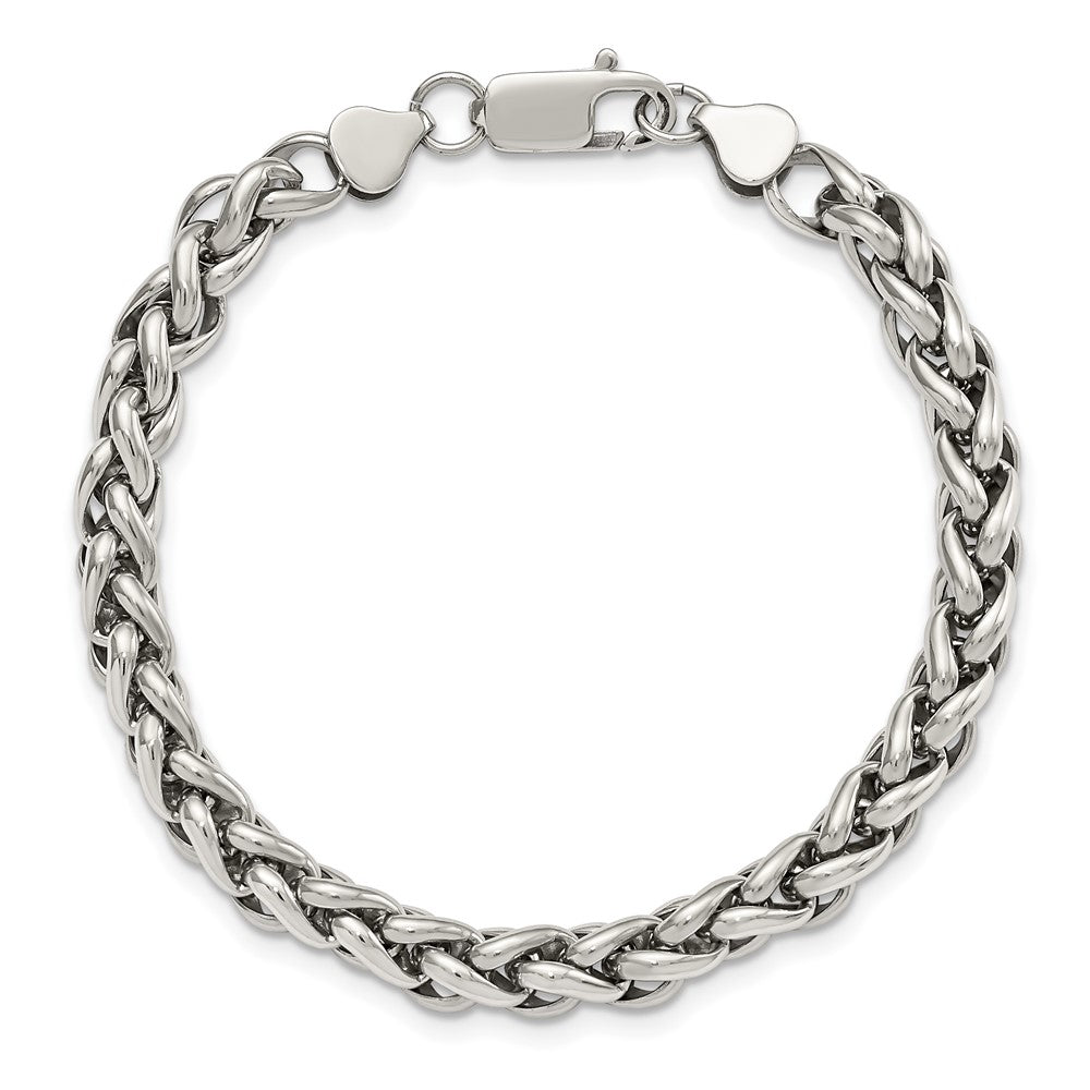 Stainless Steel Chisel Polished 8.5 Inch Spiga Chain Bracelet