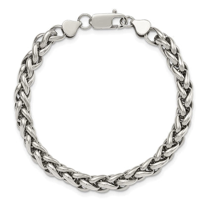 Stainless Steel Chisel Polished 8.5 Inch Spiga Chain Bracelet