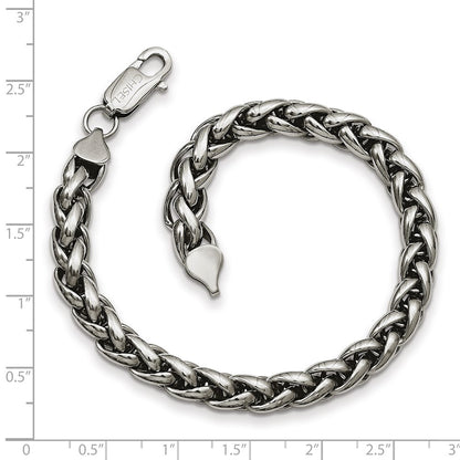 Stainless Steel Chisel Polished 8.5 Inch Spiga Chain Bracelet