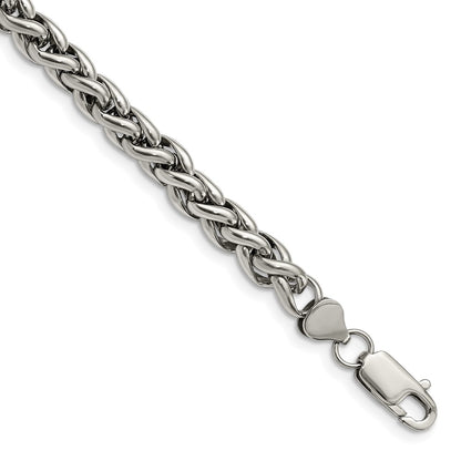 Stainless Steel Chisel Polished 8.5 Inch Spiga Chain Bracelet