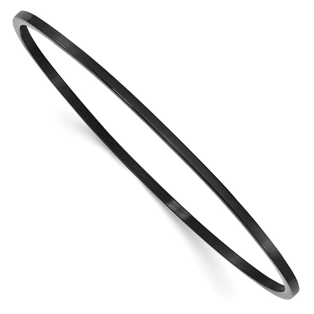 Stainless Steel Chisel Polished Black Ip-Plated 2mm Bangle