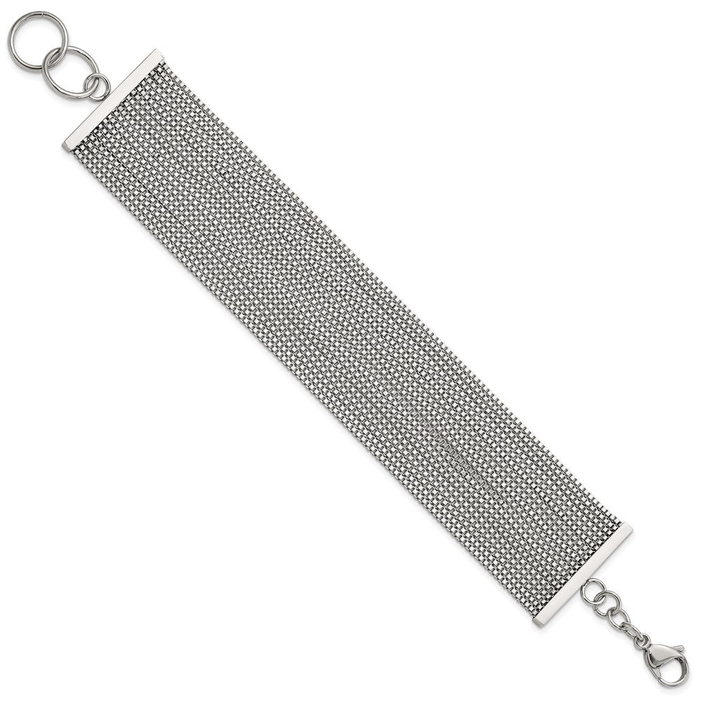8 Inch Stainless Steel Polished Multi-Strand Box Chain Bracelet