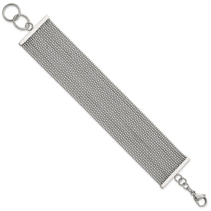 8 Inch Stainless Steel Polished Multi-Strand Box Chain Bracelet