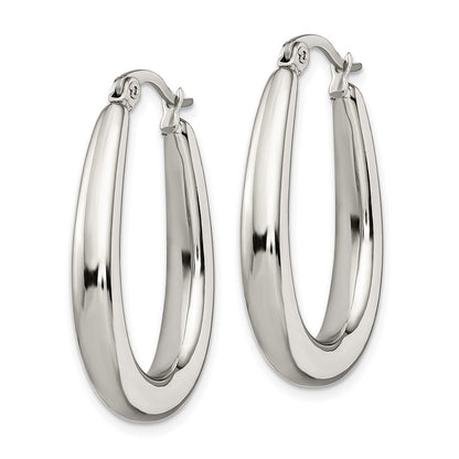 Stainless Steel Chisel Polished Teardrop Hollow Hoop Earrings