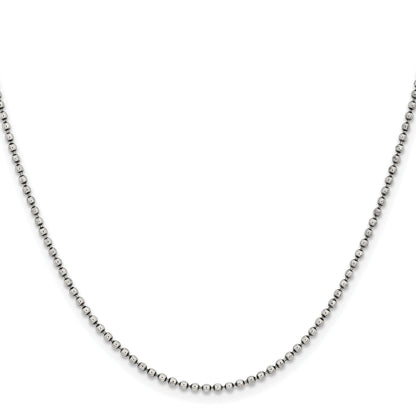 Stainless Steel Chisel Antiqued 2mm 18 Inch Beaded Ball Chain Necklace