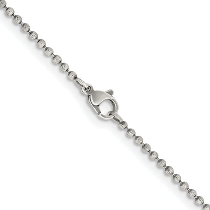 Stainless Steel Chisel Antiqued 2mm 18 Inch Beaded Ball Chain Necklace