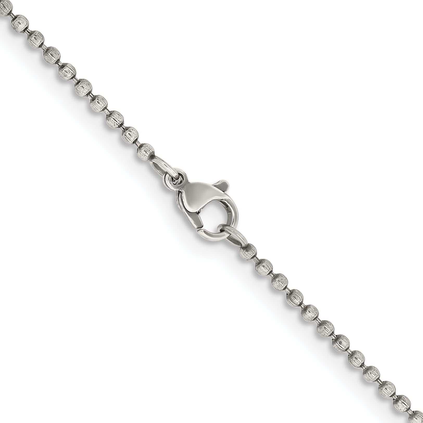 Stainless Steel Chisel Antiqued 2mm 24 Inch Beaded Ball Chain Necklace