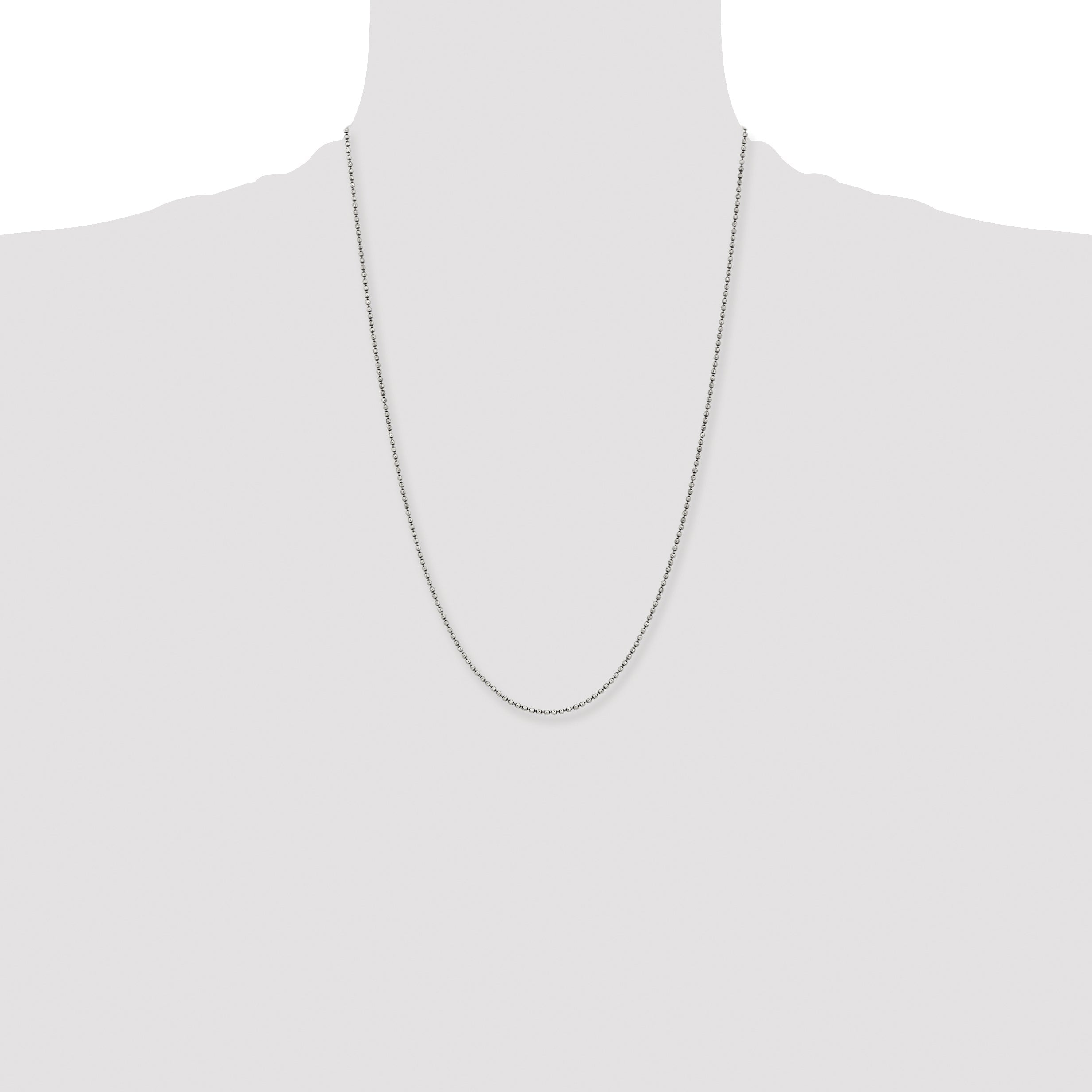 Stainless Steel Chisel Antiqued 2mm 24 Inch Beaded Ball Chain Necklace