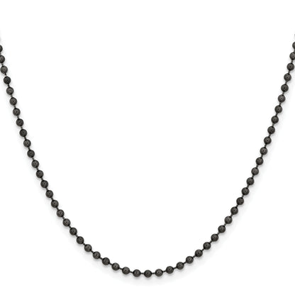 Stainless Steel Chisel Antiqued 2.4mm 18 Inch Beaded Ball Chain Necklace