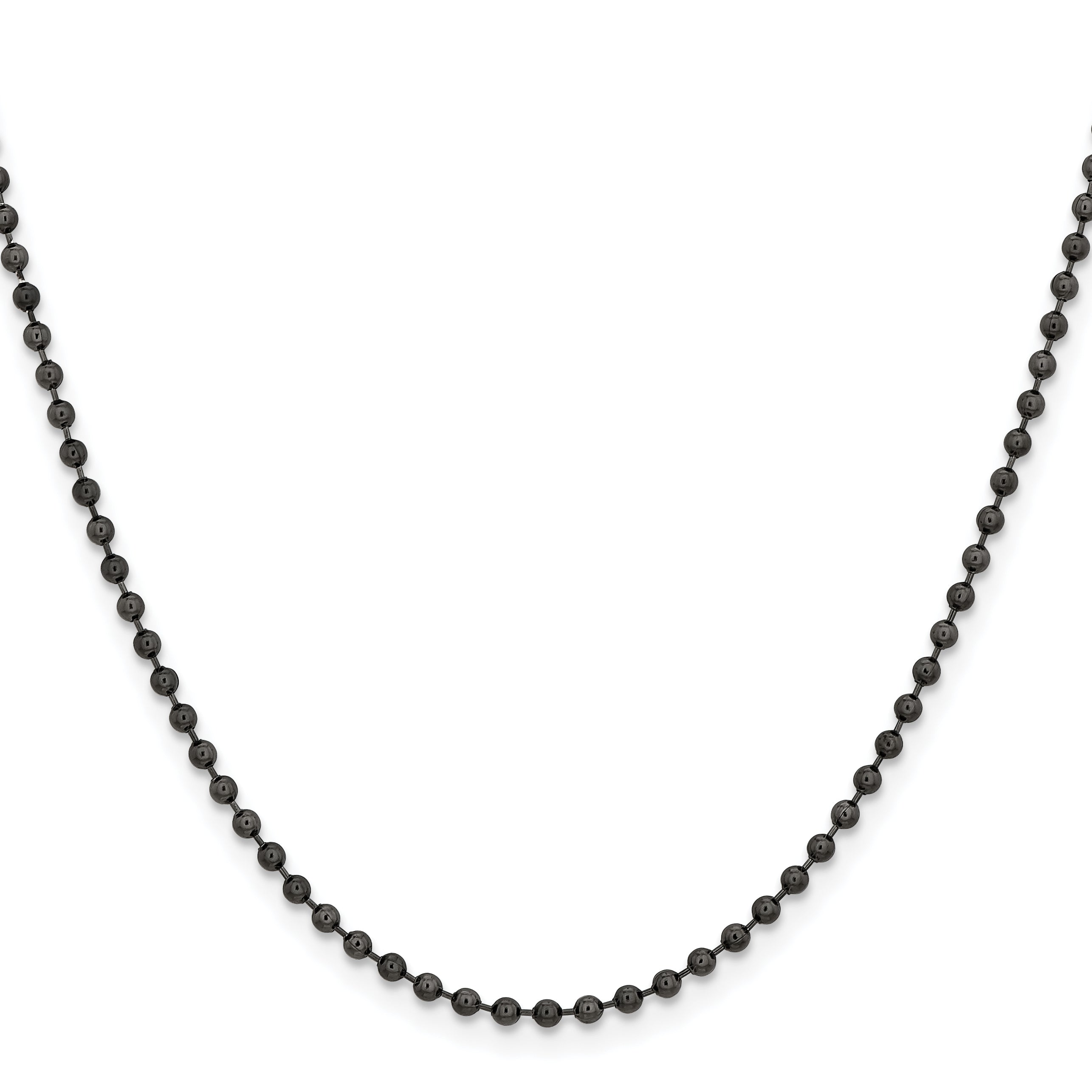 Stainless Steel Chisel Antiqued 2.4mm 20 Inch Beaded Ball Chain Necklace
