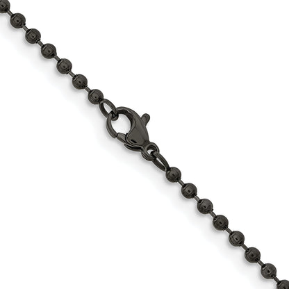 Stainless Steel Chisel Antiqued 2.4mm 18 Inch Beaded Ball Chain Necklace
