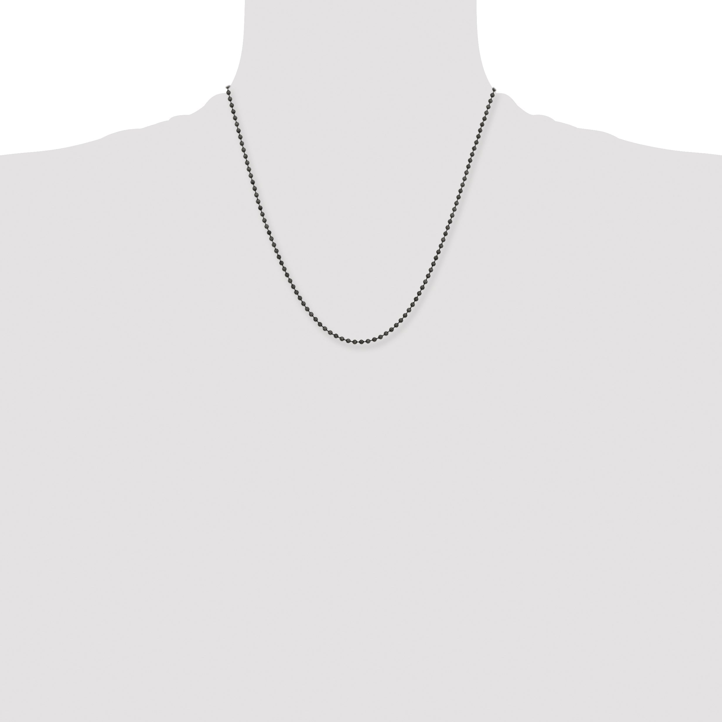 Stainless Steel Chisel Antiqued 2.4mm 20 Inch Beaded Ball Chain Necklace