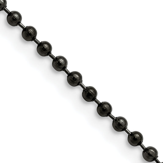 Stainless Steel Chisel Antiqued 2.4mm 18 Inch Beaded Ball Chain Necklace