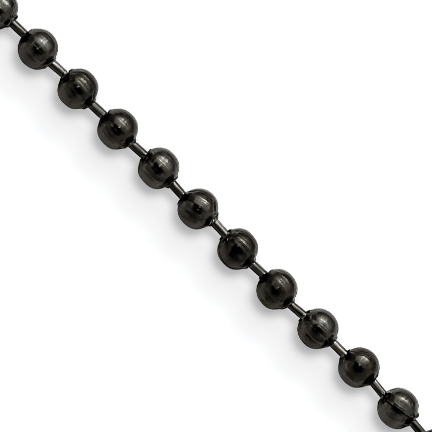 Stainless Steel Chisel Antiqued 2.4mm 22 Inch Beaded Ball Chain Necklace