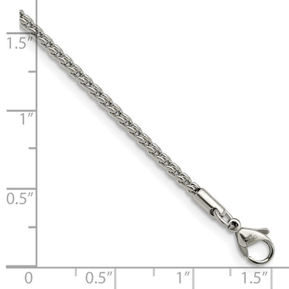 Stainless Steel Chisel Polished 2.5mm 9.5 Inch Fancy Link Anklet