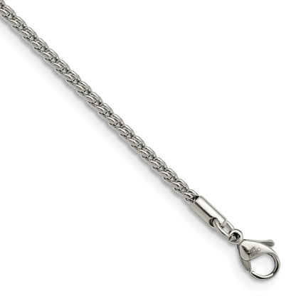 Stainless Steel Chisel Polished 2.5mm 9.5 Inch Fancy Link Anklet